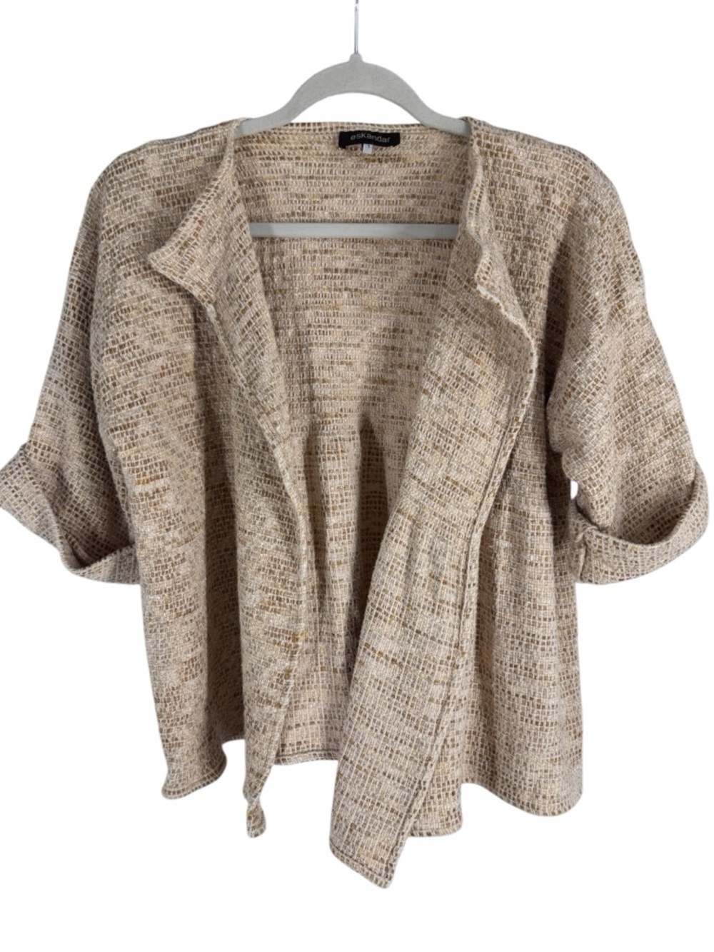 Eskander neutral toned Open-Front Textured Sweater jacket 1